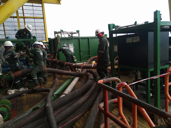 Auxiliary pumping in progress
